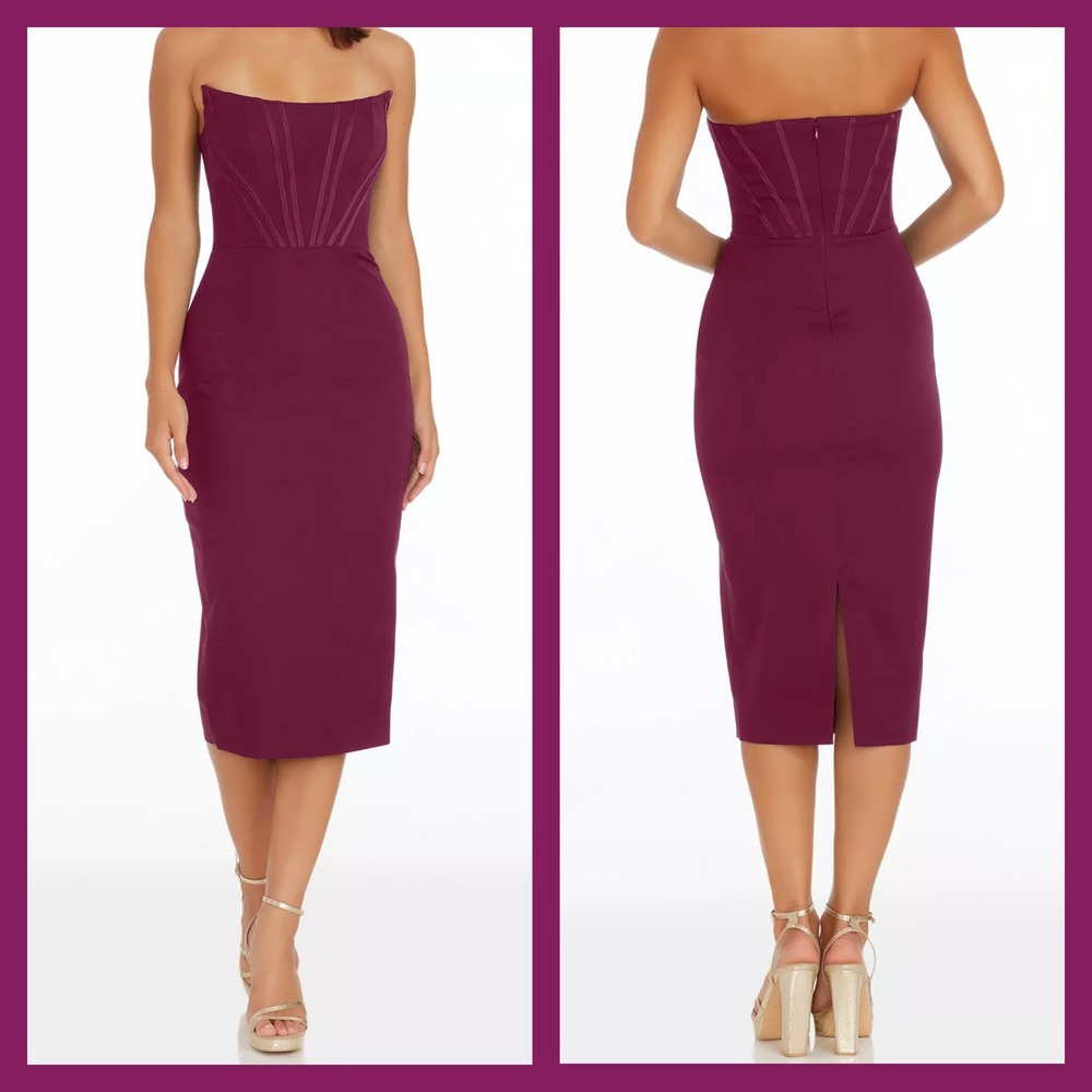 Dress the Population Cosette Dress Size XS Strapless Corset Cocktail Formal Midi